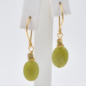 Jade Drop Earrings Gold Plated